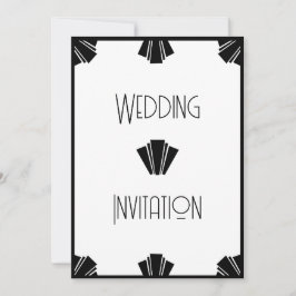 Schwarz-Weiß-Art-Déco-Hochzeit Einladung