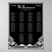 Schwarz-Weiß-Art-Deco-Hochzeitskarte Poster (Vorne)