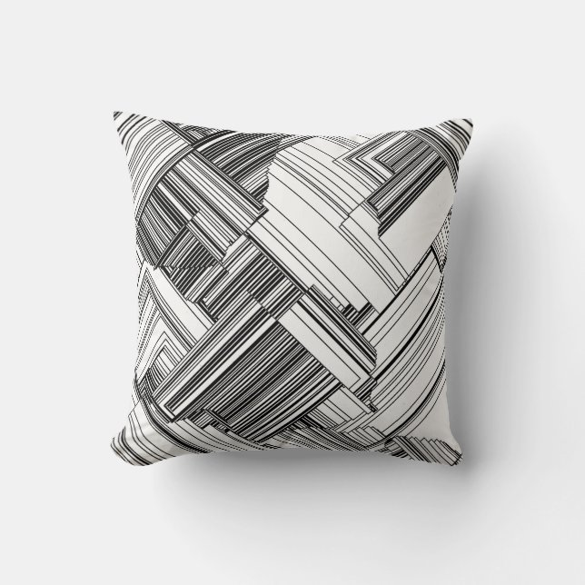 Schwarz-Weiß-Art-Deco Kissen (Vorderseite)