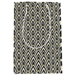 Schwarz-Weiß Art Deco Mittlere Geschenktüte