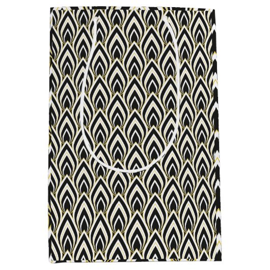 Schwarz-Weiß Art Deco Mittlere Geschenktüte (Vorderseite)