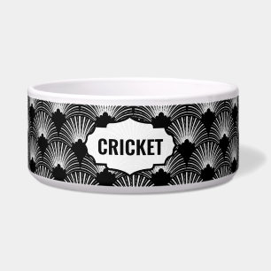 Schwarz-weiß Art Deco Muster Monogramm Napf