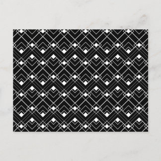 Schwarz-Weiß Art Deco Muster Postkarte