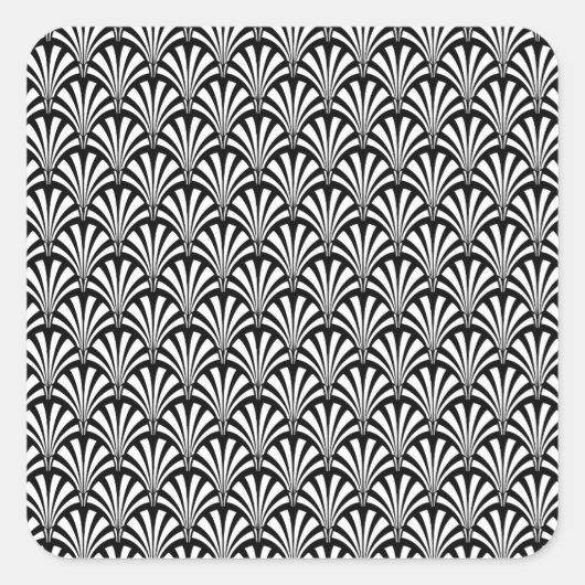 Schwarz-Weiß Art Deco Muster Quadratischer Aufkleber (Vorderseite)