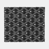 Schwarz-weiß Art-Deco nahtloses Muster Fleecedecke (Vorderseite (Horizontal))