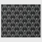 Schwarz-weiß Art-Deco nahtloses Muster Geschenkpapier (Flach)