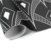Schwarz-weiß Art-Deco nahtloses Muster Geschenkpapier (Rolleneckpunkt)