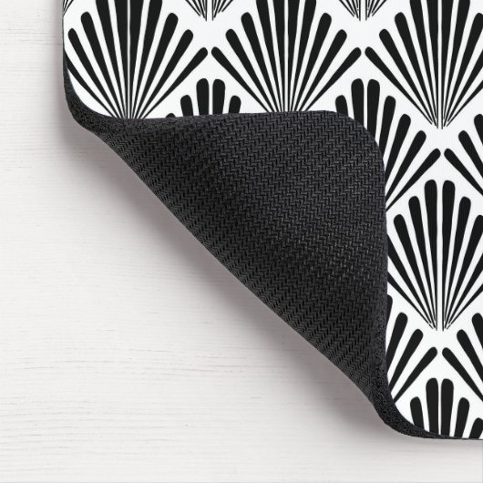 Schwarz-Weiß Art Deco nahtloses Muster Mousepad (Ecke)