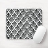 Schwarz-Weiß Art Deco nahtloses Muster Mousepad (Mit Mouse)