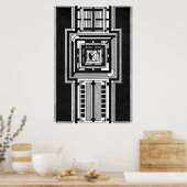 Schwarz-weiß Art Deco-Tapete Poster (Küche)