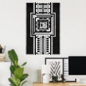 Schwarz-weiß Art Deco-Tapete Poster (Heimbüro)