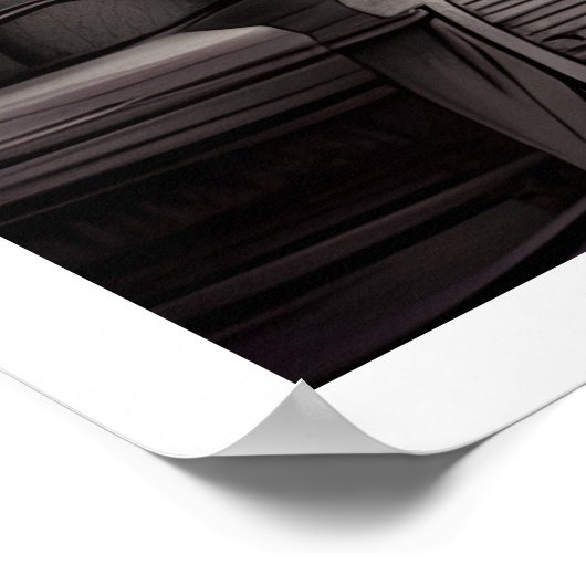 Schwarz-Weiß Art Deco-Treppen nach wo? Poster (Ecke)