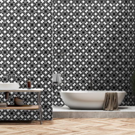 Schwarz-weiß Art Deco verschlungenes Muster Tapete