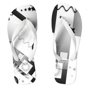 Schwarz-Weiß-Art-Deco-Wiedergabe von Flip Flops Badesandalen