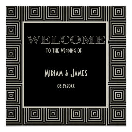 Schwarz-Weiß-Art-Deco-Zeichen Inspiriert Poster