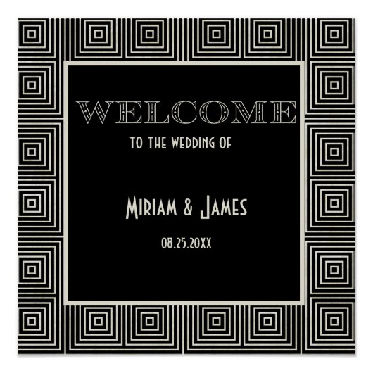 Schwarz-Weiß-Art-Deco-Zeichen Inspiriert Poster (Vorderseite)