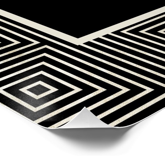Schwarz-Weiß-Art-Deco-Zeichen Inspiriert Poster (Ecke)