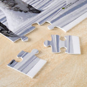 Schwarz-Weiß-Aspen-Baumstämme im Schnee-Foto Puzzle (Seite)