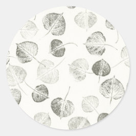 Schwarz-Weiß-Aspen-Blätter Design © Sandy Long Runder Aufkleber
