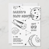 Schwarz-Weiß-Astrologie-Mond-Babydusche Einladung (Vorderseite)