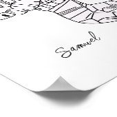 Schwarz-Weiß-Astronauten-Teenager Poster (Ecke)