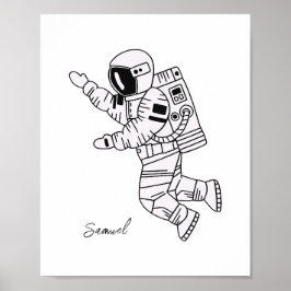 Schwarz-Weiß-Astronauten-Teenager Poster