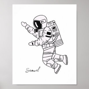 Schwarz-Weiß-Astronauten-Teenager Poster