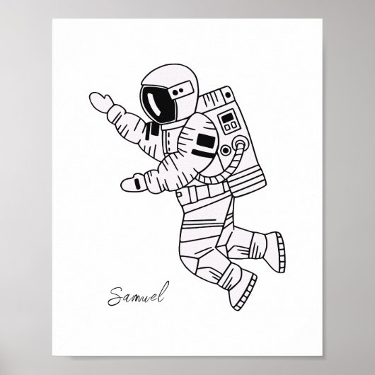Schwarz-Weiß-Astronauten-Teenager Poster (Vorne)
