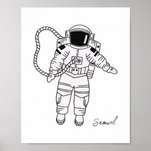 Schwarz-Weiß-Astronauten-Teenager Poster