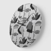 Schwarz-Weiß-Atompatten-Acrylwand Große Wanduhr (Winkel)