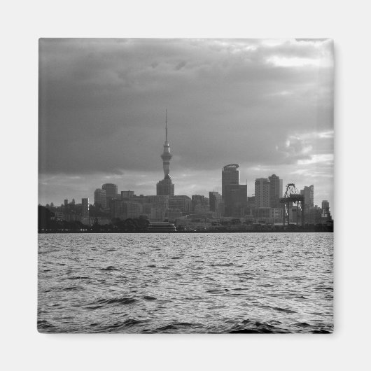 Schwarz-Weiß-Auckland Skyline Magnet (Vorne)