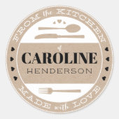 Schwarz-Weiß auf Beige, mit Liebe-Geschenk gemacht Runder Aufkleber (Vorderseite)