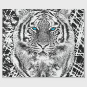 Schwarz-Weiß-Augen-Tiger-Design Geschenkpapier (Flach)