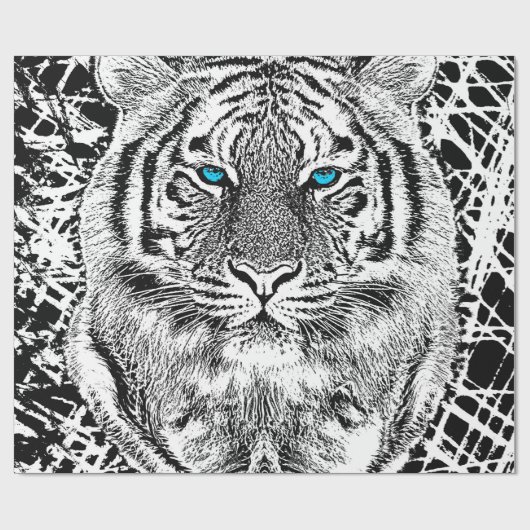 Schwarz-Weiß-Augen-Tiger-Design Geschenkpapier (Flach)