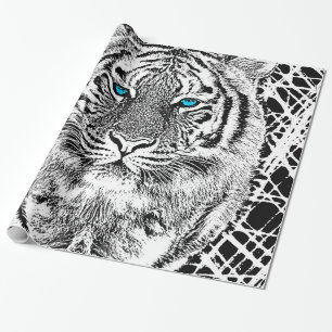 Schwarz-Weiß-Augen-Tiger-Design Geschenkpapier