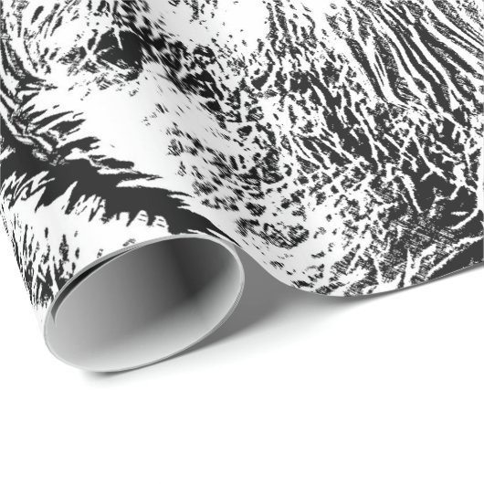 Schwarz-Weiß-Augen-Tiger-Design Geschenkpapier (Rolleneckpunkt)