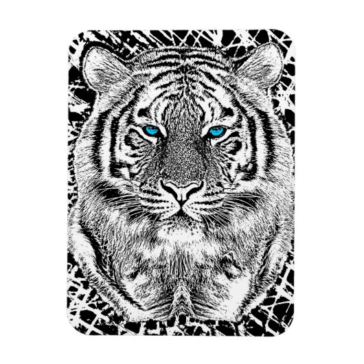 Schwarz-Weiß-Augen-Tiger-Design Magnet (Vertikal)