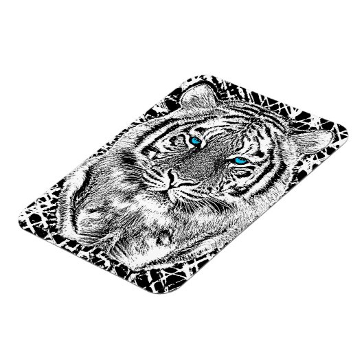 Schwarz-Weiß-Augen-Tiger-Design Magnet (Linke Seite)
