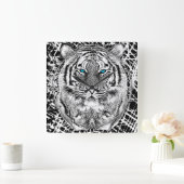 Schwarz-Weiß-Augen-Tiger-Design Quadratische Wanduhr (Zuhause)