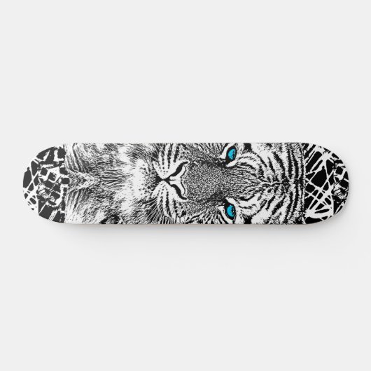 Schwarz-Weiß-Augen-Tiger-Design Skateboard (Horizontal)