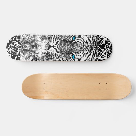 Schwarz-Weiß-Augen-Tiger-Design Skateboard (Horizontal)