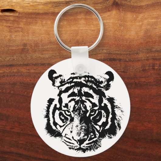 Schwarz-Weiß-Augen von Tiger Schlüsselanhänger (Vorderseite)