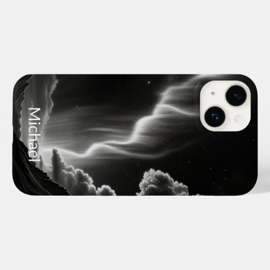 Schwarz-Weiß-Aurora - Persönlicher Name Case-Mate iPhone Hülle (Rückseite (Horizontal))