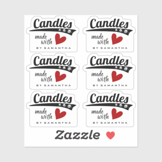 Schwarz-Weiß aus Liebe-Rot-Herz-Kerzen Aufkleber (Blatt)