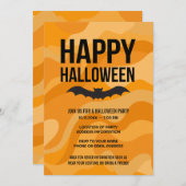 Schwarz-weiß aussehendes Halloween Rustikales Bat Einladung (Vorne/Hinten)