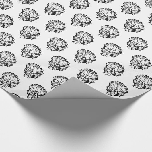 Schwarz-Weiß-Austern-Muschel Geschenkpapier (Ecke)