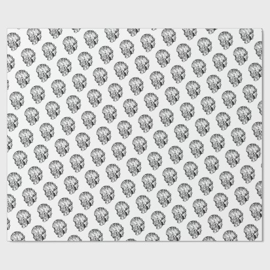 Schwarz-Weiß-Austern-Muschel Geschenkpapier (Flach)