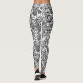 Schwarz-Weiß-Australische Wildblume Garden Leggings (Rückseite)