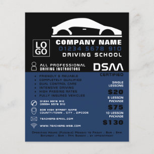 Schwarz-Weiß-Auto-Logo, Fahrschule, Lehrer Flyer