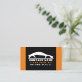 Schwarz-Weiß-Auto-Logo, Fahrschule, Lehrer Visitenkarte (Stehend Vorderseite)